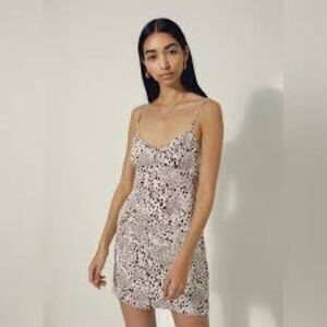 Wilfred Aritzia Bloom Spaghetti Strap Mini Slip Dress Birch Bitter Chocolate